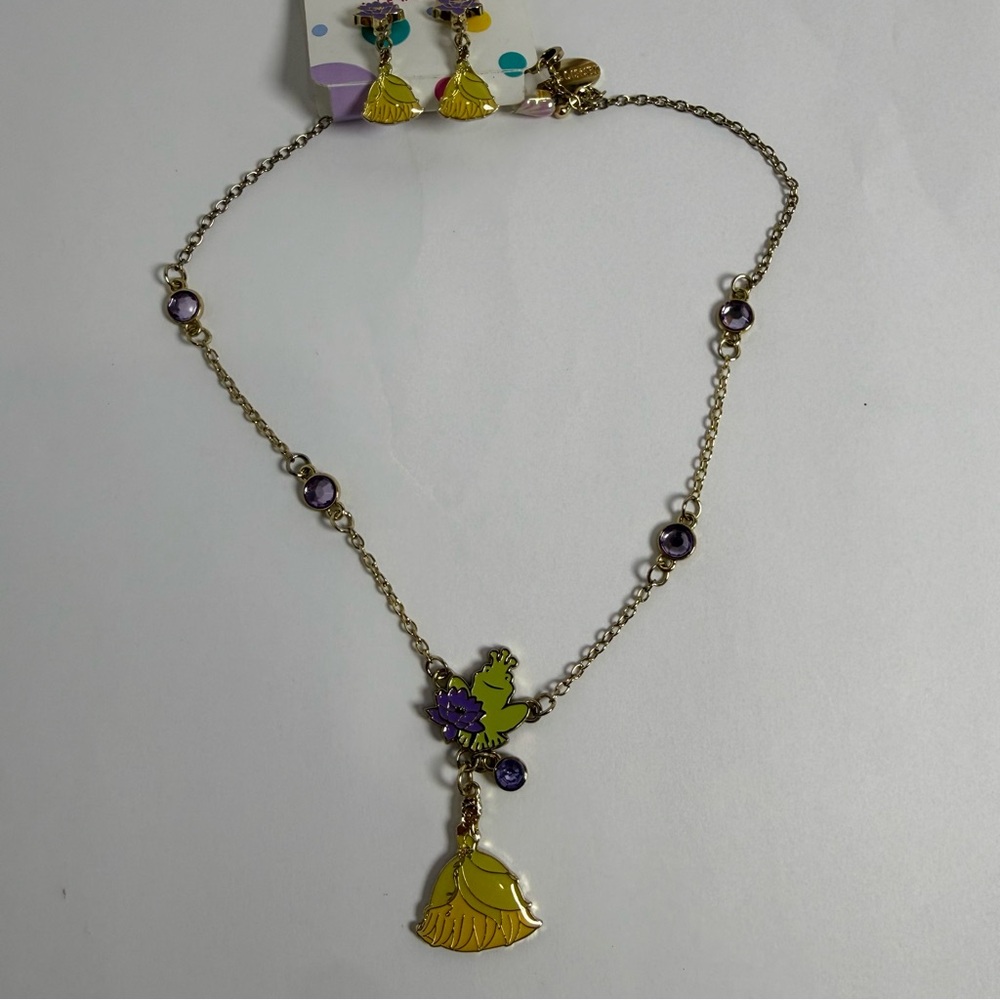 Disney Parks Collection Jewelry Tiana Earrings and Necklace Set New with Tag